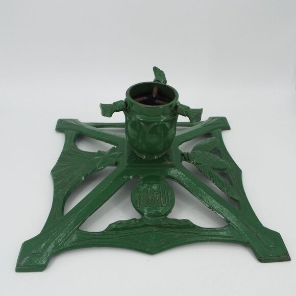 Vintage Green Cast Iron 11x11 German Christmas Tree Stand - Picture 4 of 14